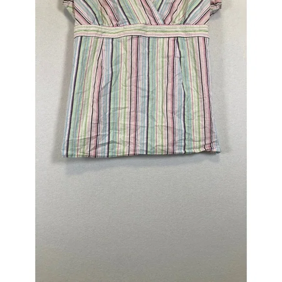 Pastel Preppy Motherhood Maternity Women Large Multi Color Striped Wrap Top - Picture 5 of 9